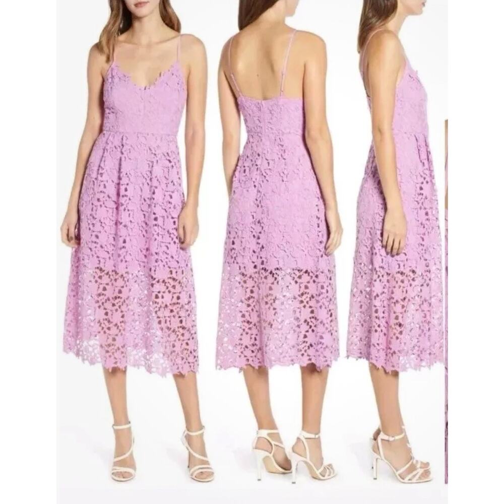 Astr the Label lace A-line Midi Dress Size M Pink